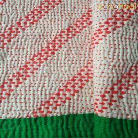 Hand woven Pure Cotton Kantha for Babies (Orange Green)