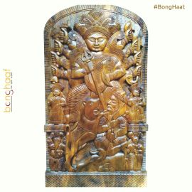 Wooden Ma Durga Family (60 CM X 40 CM X 5 CM)