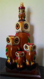 Wooden Owl Family Lampstand (1 FT X 1/2 FT X 1/2 FT)
