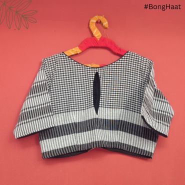 Checkered Gamcha Boat Neck Blouse
