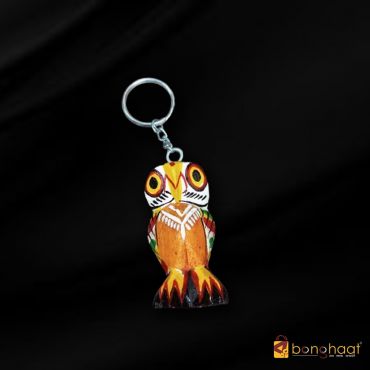 Handcrafted Wooden Owl Key Ring Set