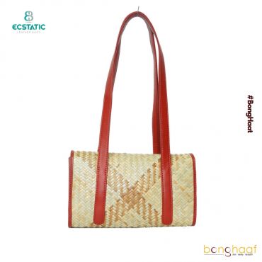 Ecstatic Leather with Sitalpati hand Bags with handle (Red)