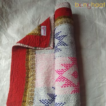 Hand woven Pure Cotton Kantha for Babies (Blue Pink)
