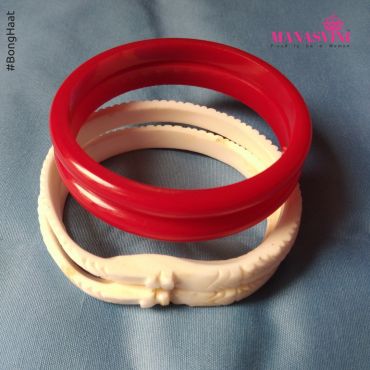 Manasvini Sankha Pola (Red) Combo (2.4 CM)