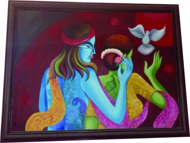 Radha Krishna Love Hand Painted Art 